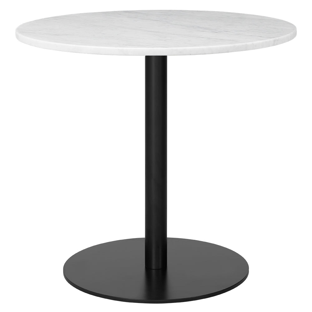 1.0 Round Dining Table - White Marble, Black