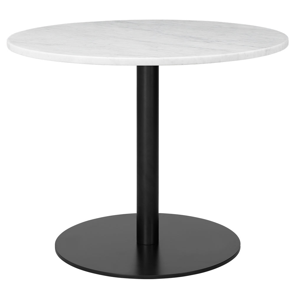 1.0 Round Lounge Table - White Marble, Black