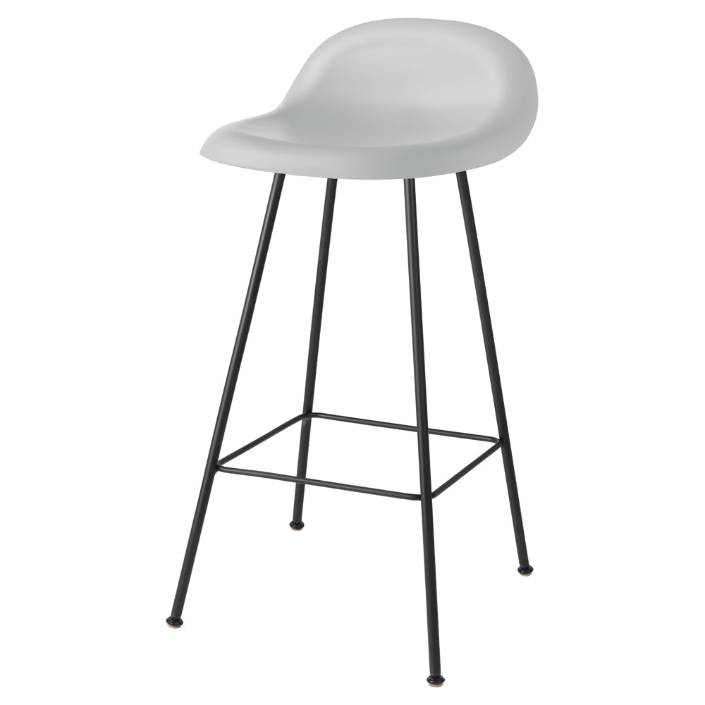 3D Unupholstered Counter Stool - Lunar Gray Plastic, Black Matte Stainless Steel Center Base