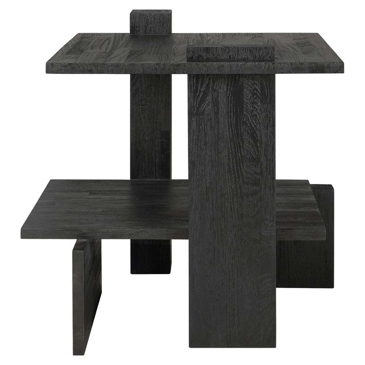 Abstract Black Teak Side Table