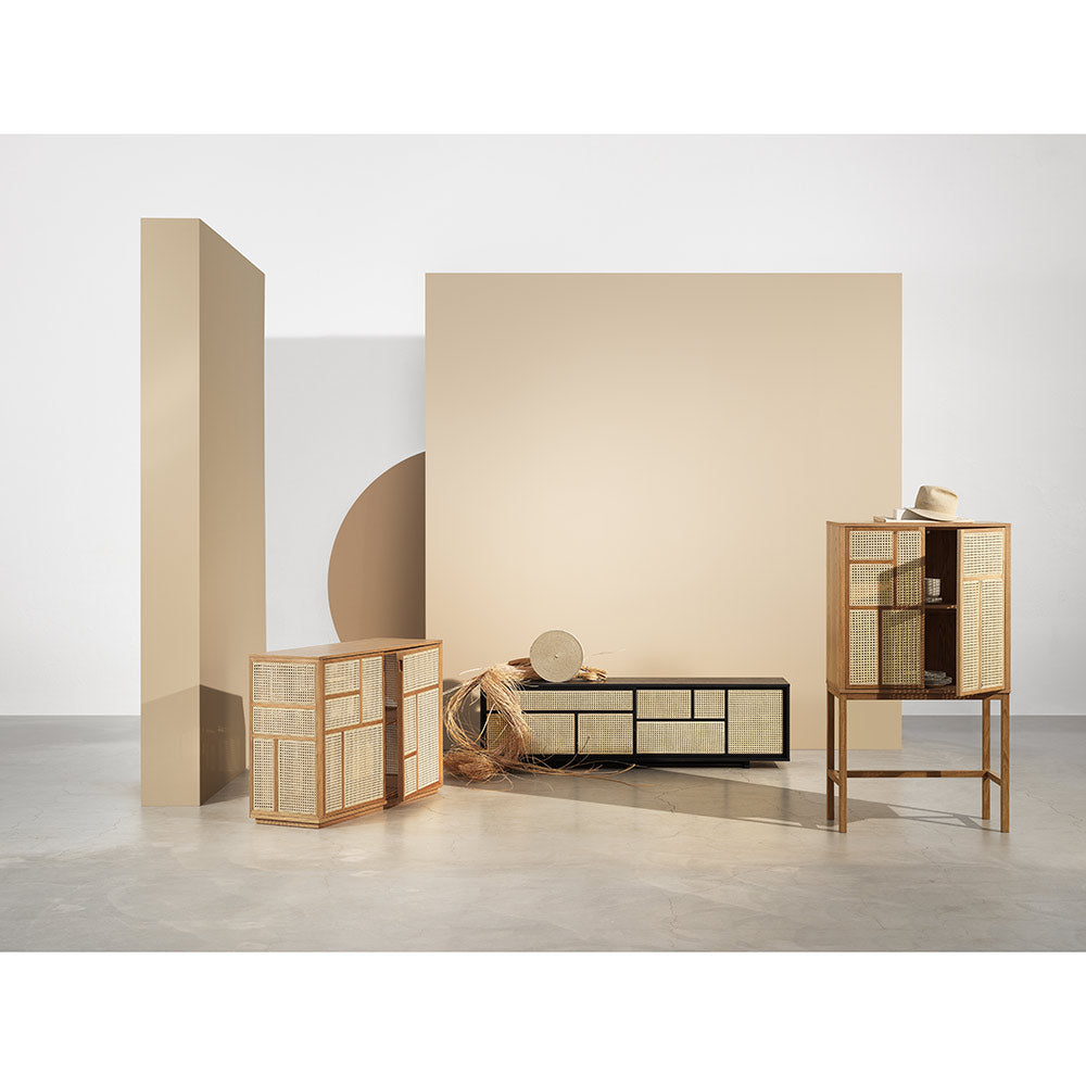 Air Low Media Cabinet - Black, Cane