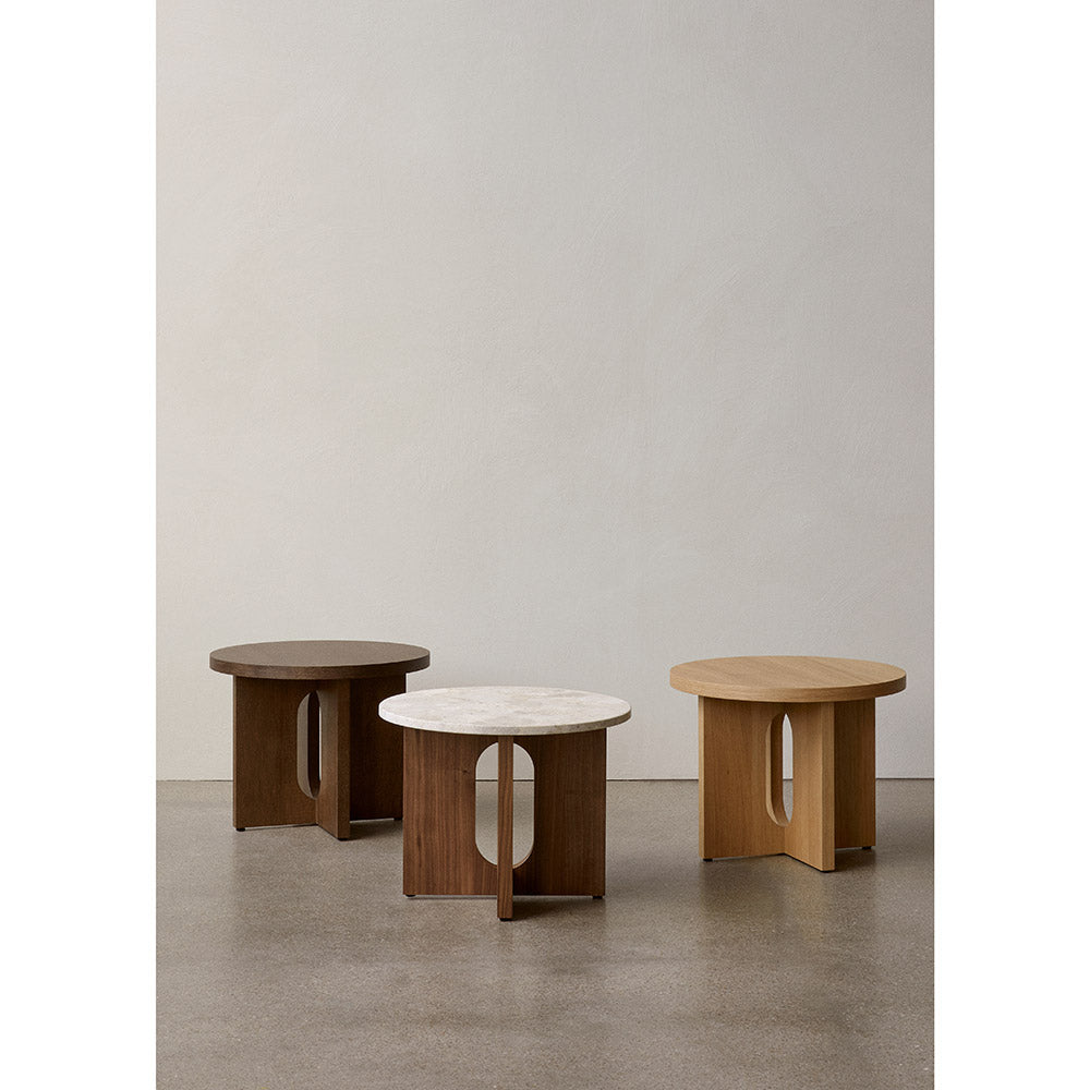 Androgyne 20" Wood Side Table - Natural Oak, Kunis Breccia Stone Top