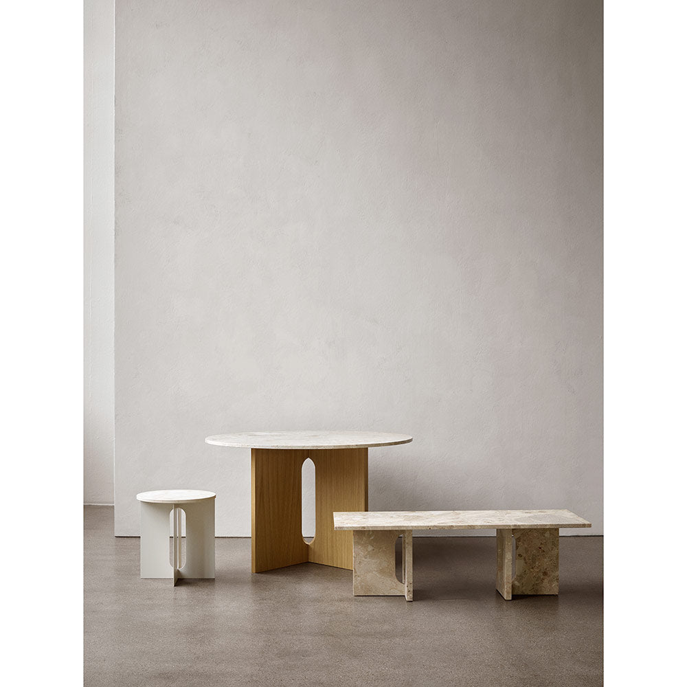 Androgyne Round Dining Table - Natural Oak, Kunis Breccia Stone Top