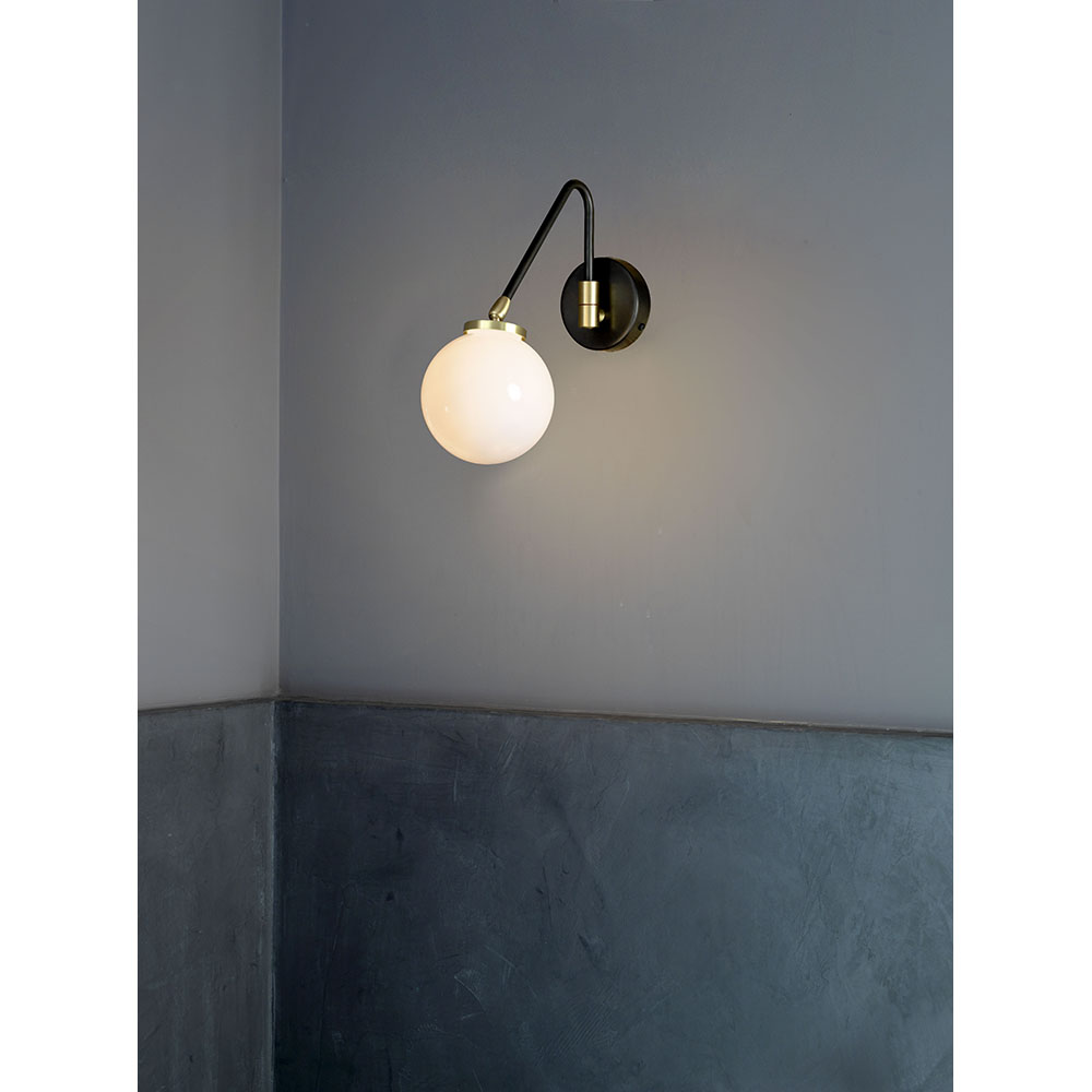 Array Single Wall Sconce - Bronze, Satin Brass, Opal Glass Shade