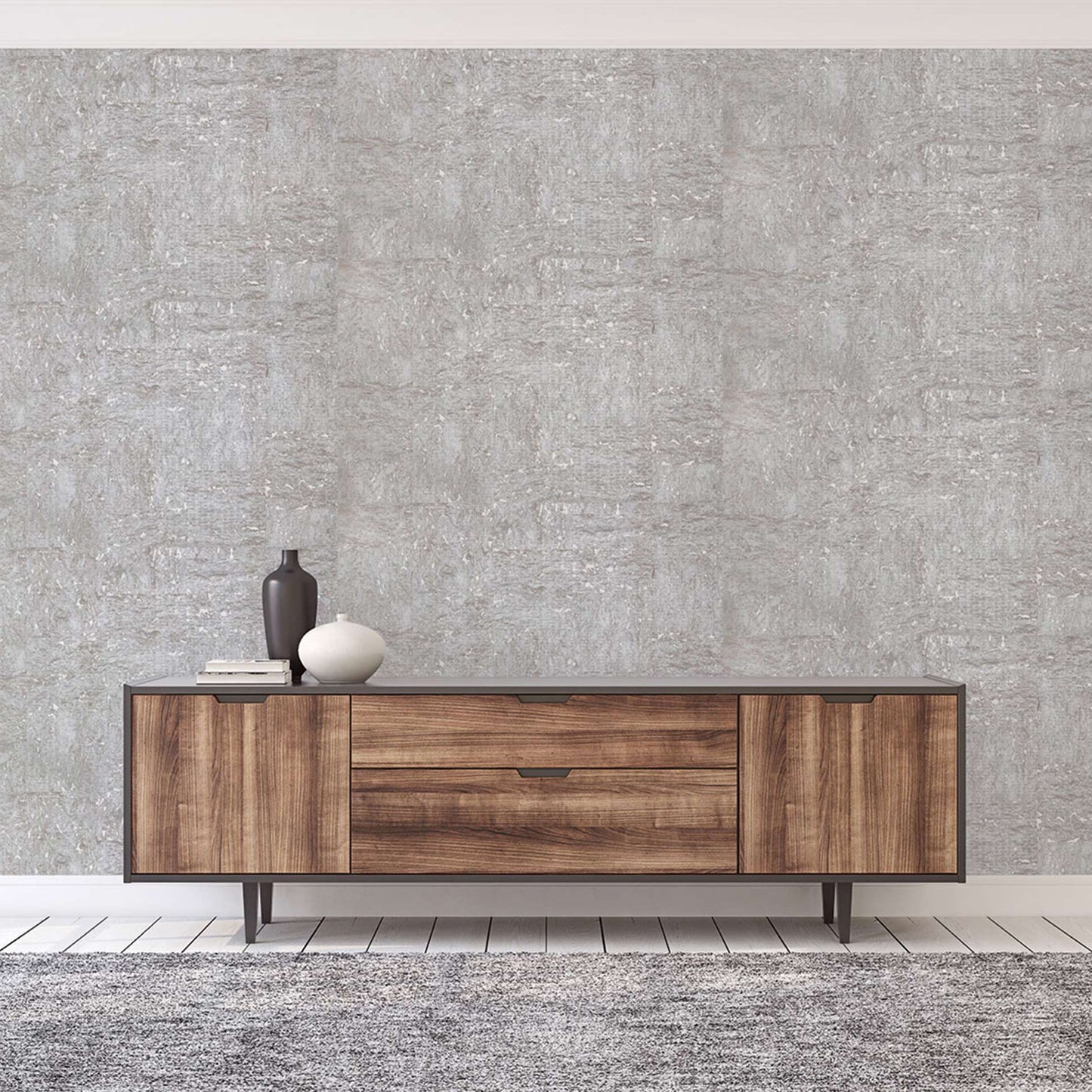 Authentic Cork Wallpaper - Warm Silver Metallic