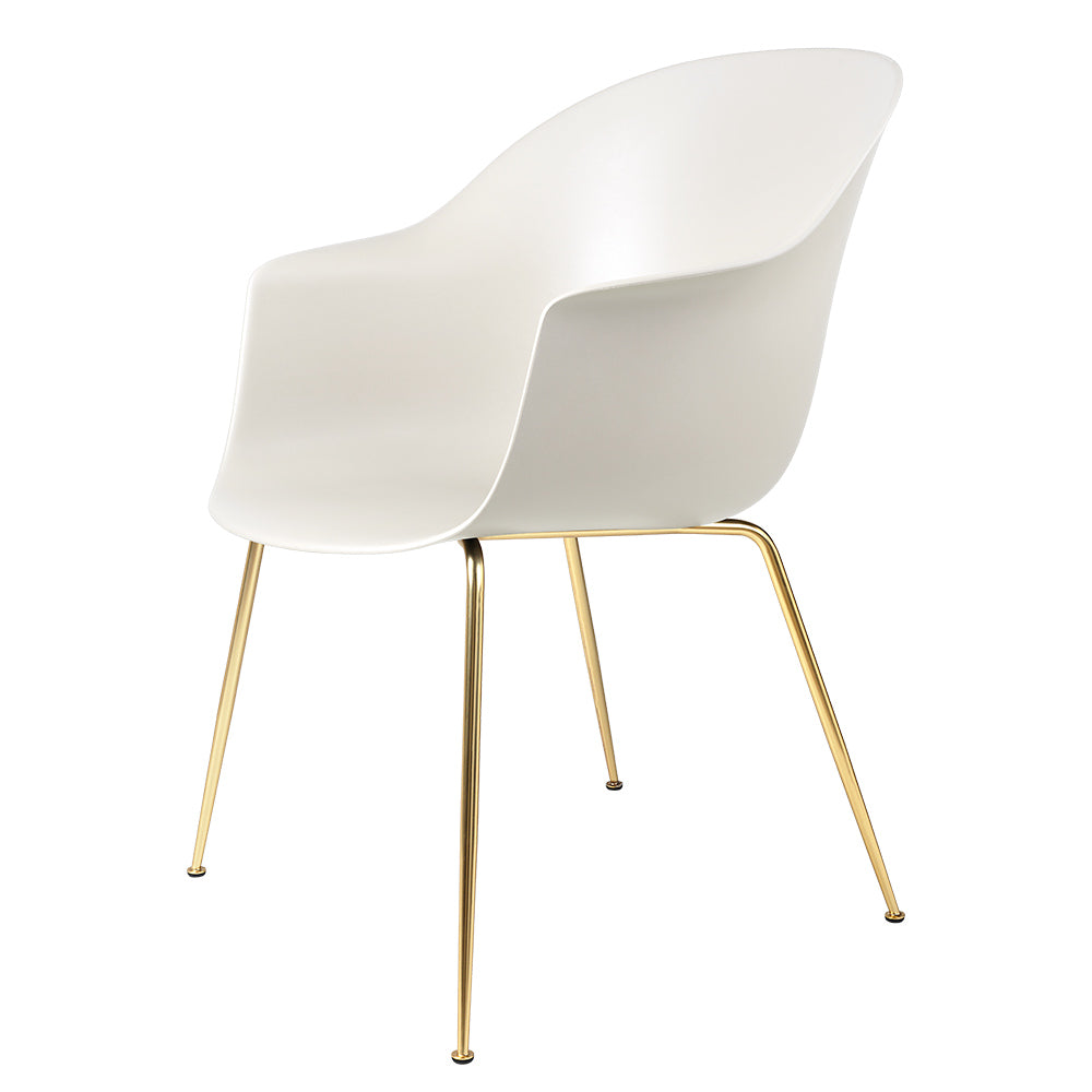 Bat Unupholstered Dining Chair - Alabaster White, Brass Base