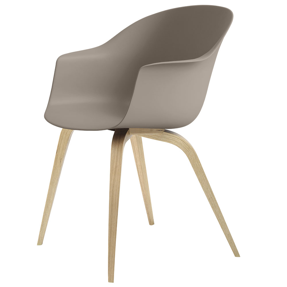 Bat Unupholstered Dining Chair - New Beige, Oak Base