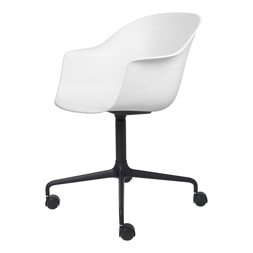 Bat Unupholstered Meeting Chair - Pure White Shell, 4-Star Base With Castors