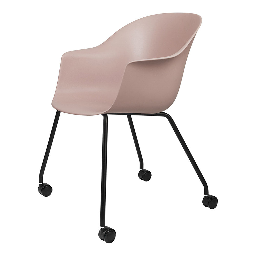 Bat Unupholstered Meeting Chair - Sweet Pink Shell, 4-Leg Base With Castors