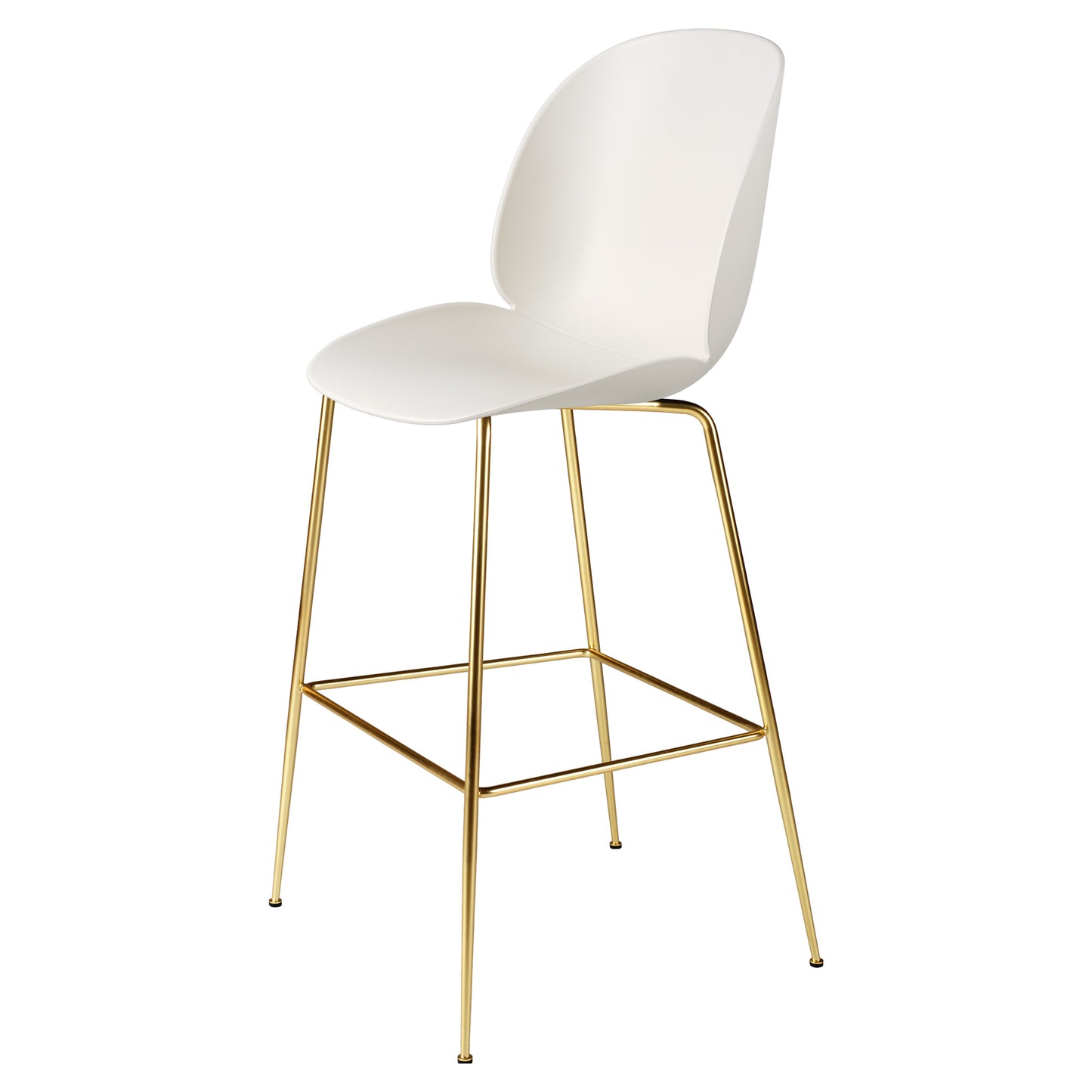Beetle Unupholstered Bar Chair - Alabaster White, Brass Semi Matte