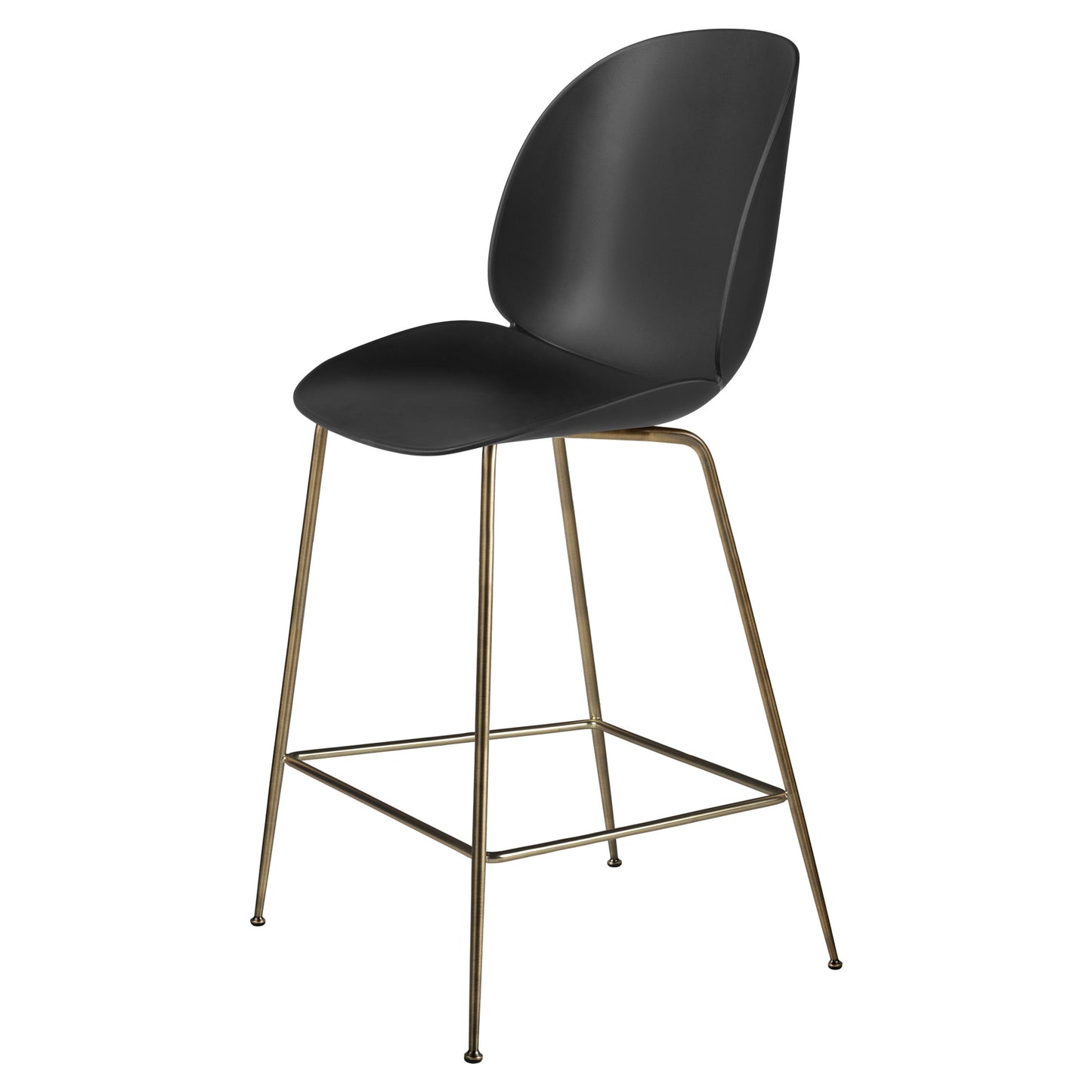 Beetle Unupholstered Counter Chair - Black, Antique Brass Base