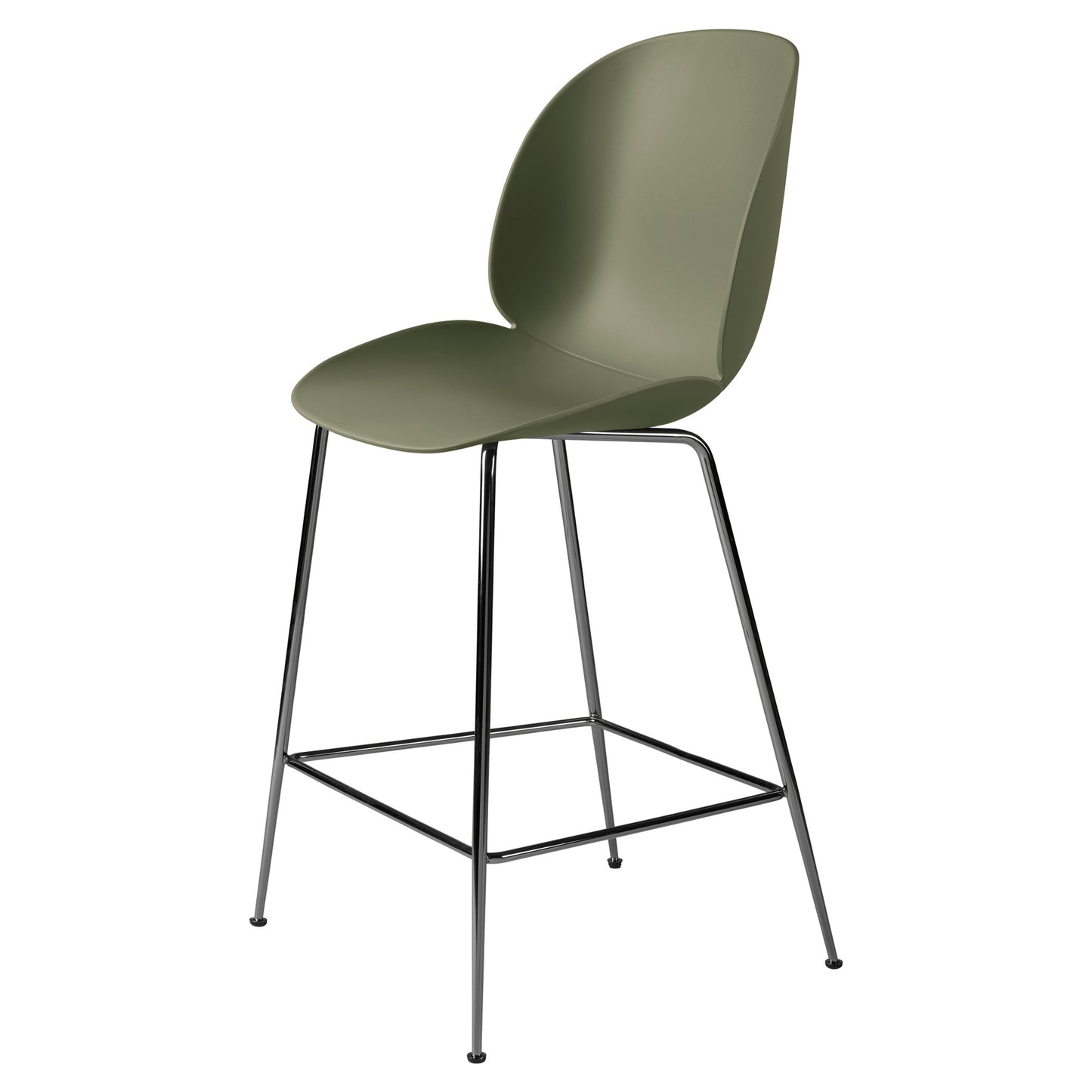 Beetle Unupholstered Counter Chair - Fern Green, Black Chrome Base