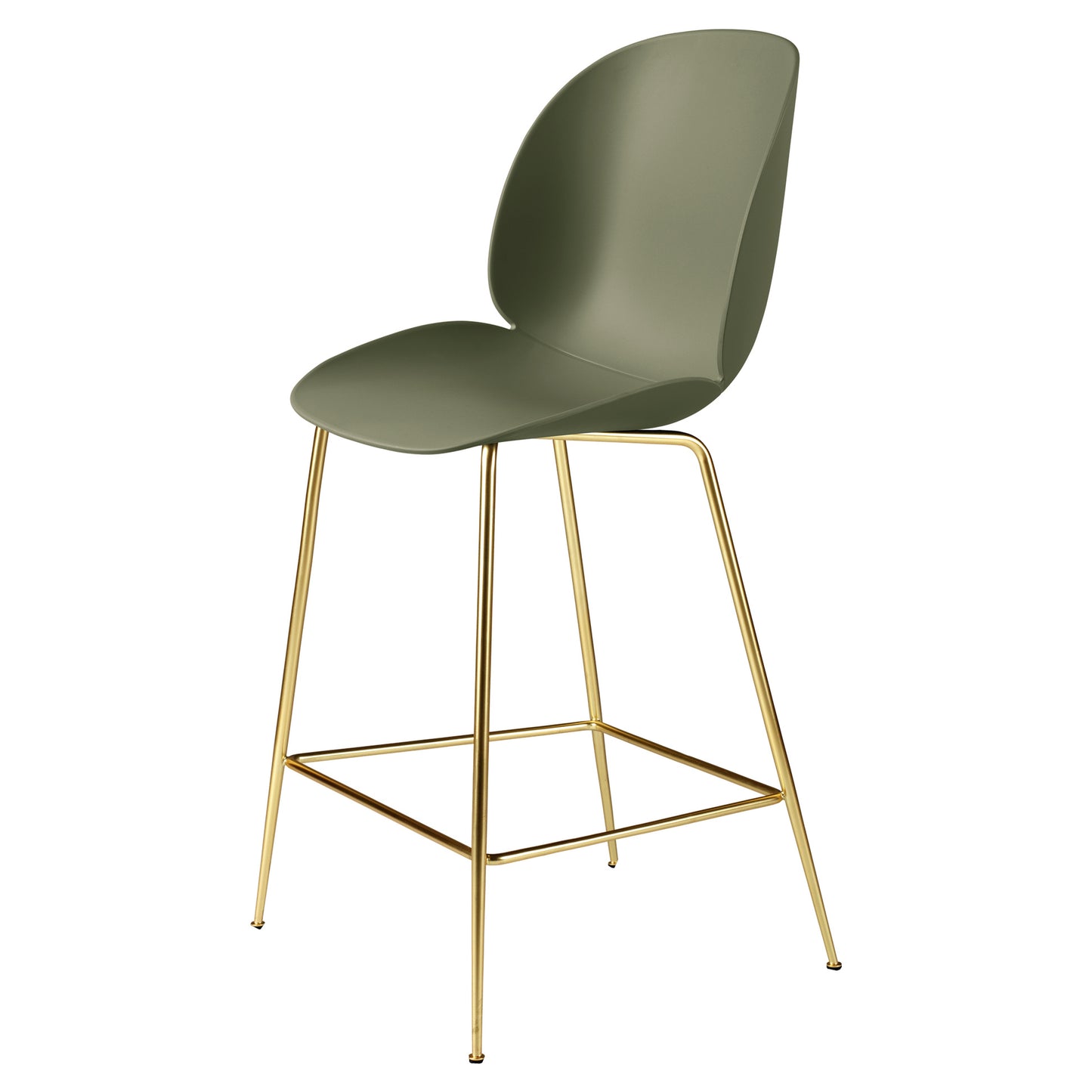Beetle Unupholstered Counter Chair - Fern Green, Brass Semi Matte Base