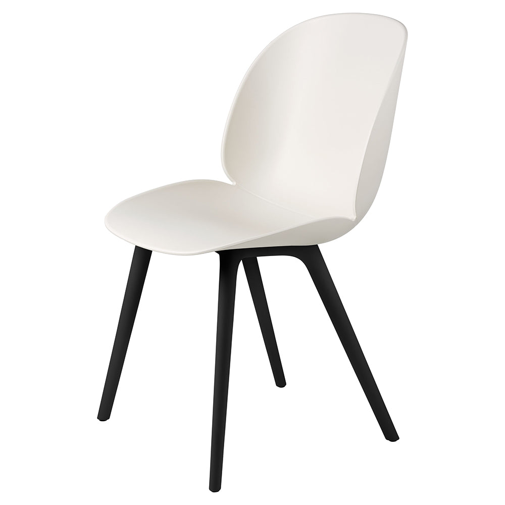 Beetle Unupholstered Dining Chair - Alabaster White Shell, Black Plastic Base