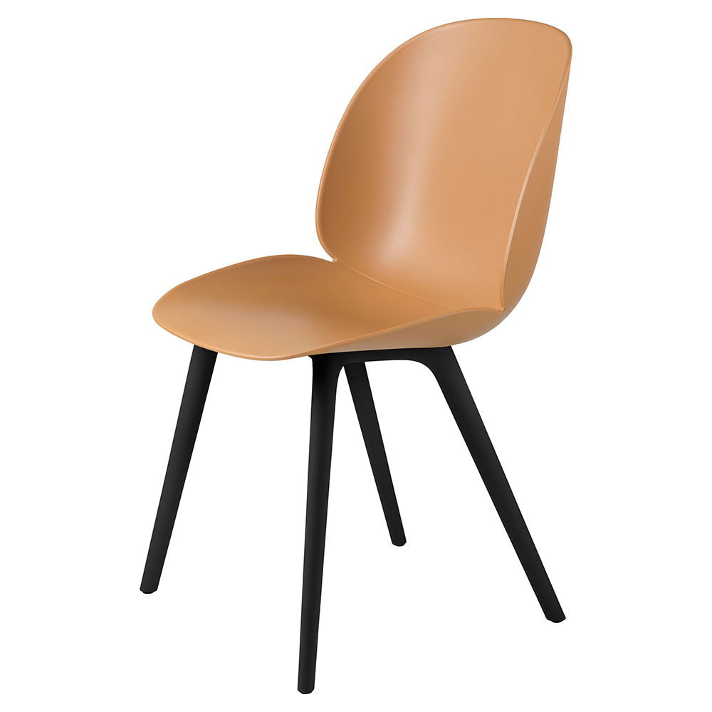 Beetle Unupholstered Dining Chair - Amber Brown Shell, Black Plastic Base