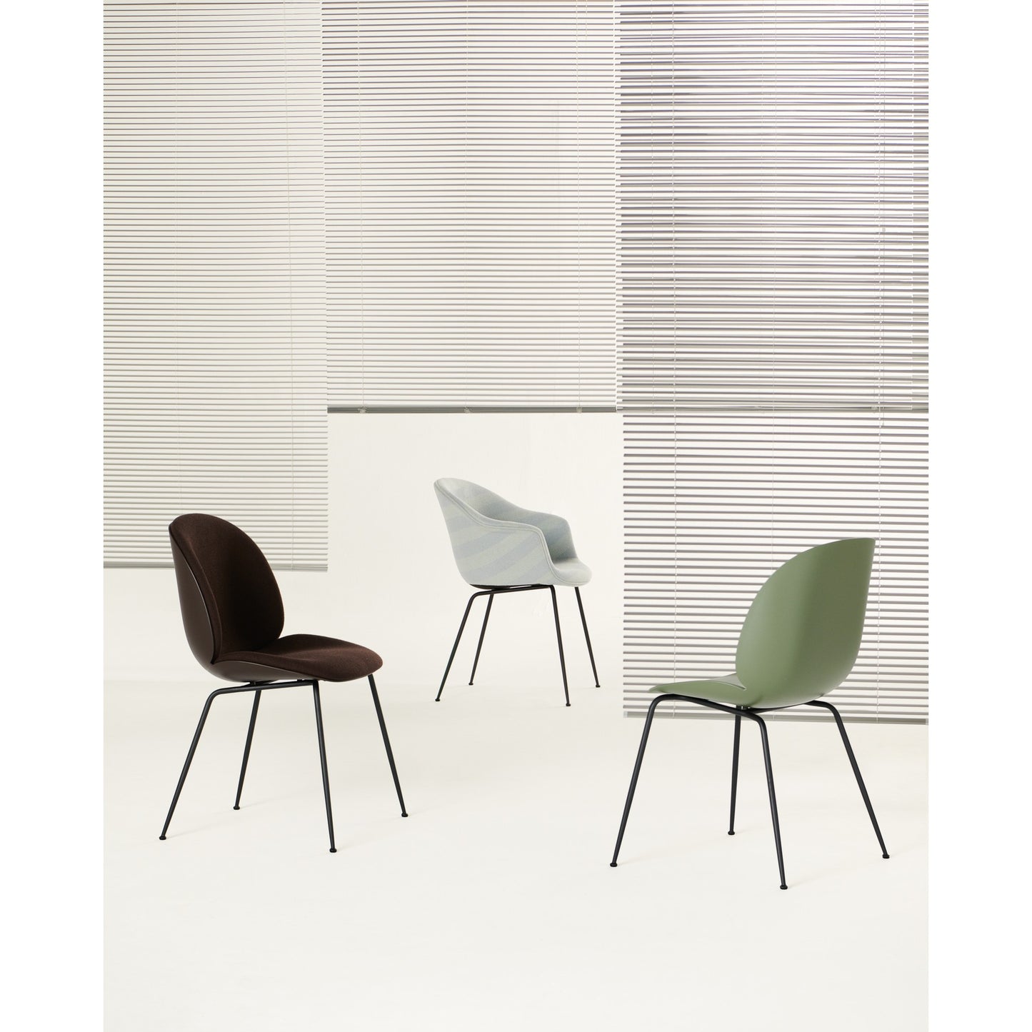 Beetle Unupholstered Dining Chair - Fern Green, Black Chrome Base