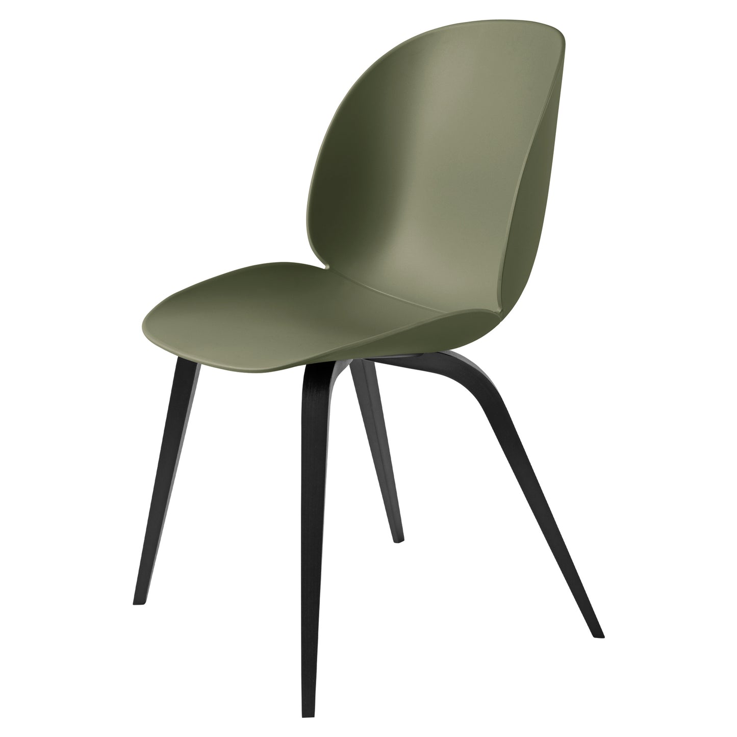 Beetle Unupholstered Dining Chair - Fern Green, Black Stained Beech Semi Matte Lacquered