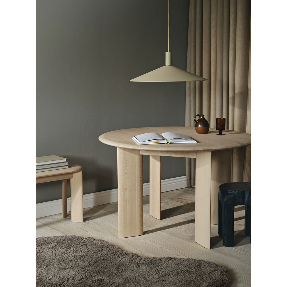 Bevel Round Table - 46.1"W - White Oiled Beech
