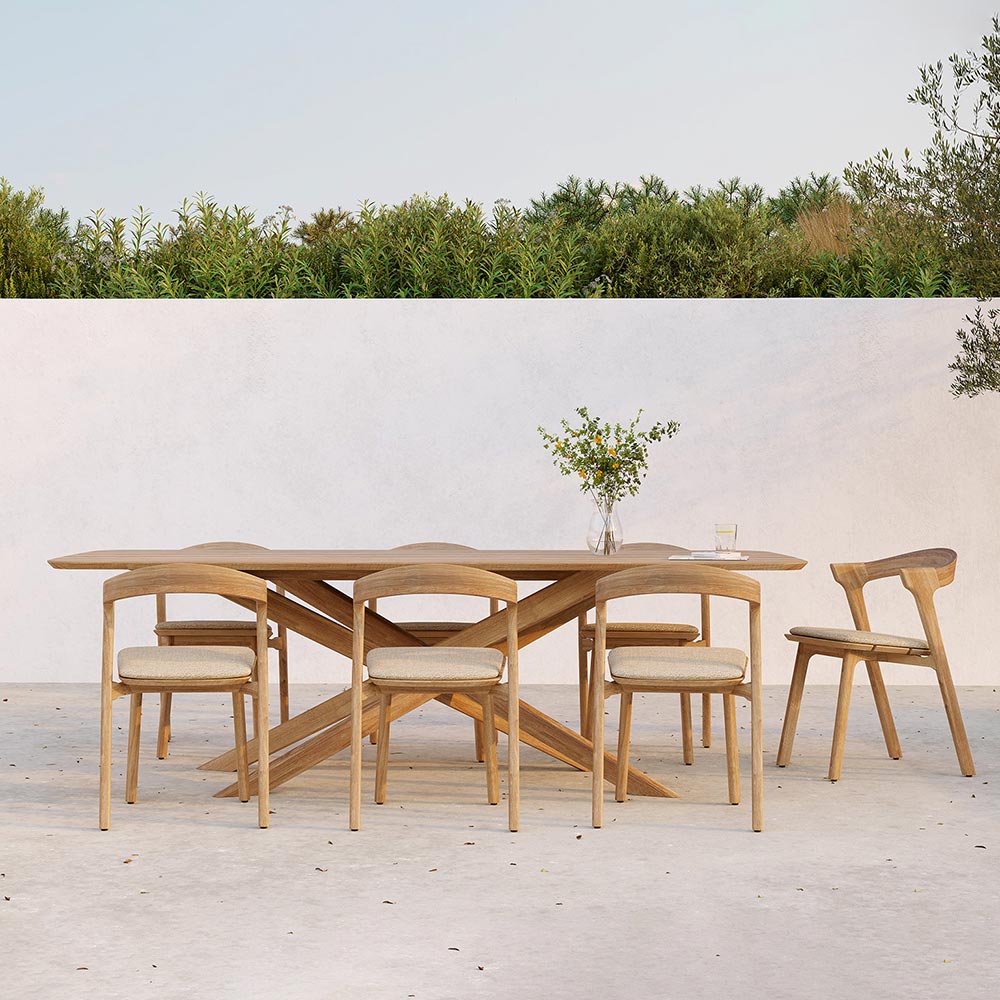 Bok Outdoor Dining Chair - Teak, Natural Cushion