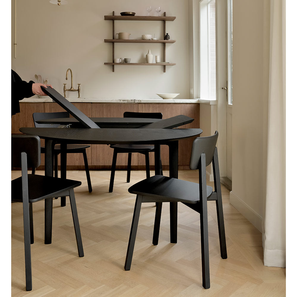 Bok Round Extendable Dining Table - Black Oak
