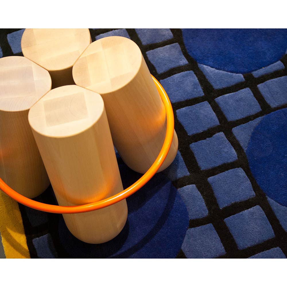 Bolt Stool - Natural Polished Maple, Orange Ring