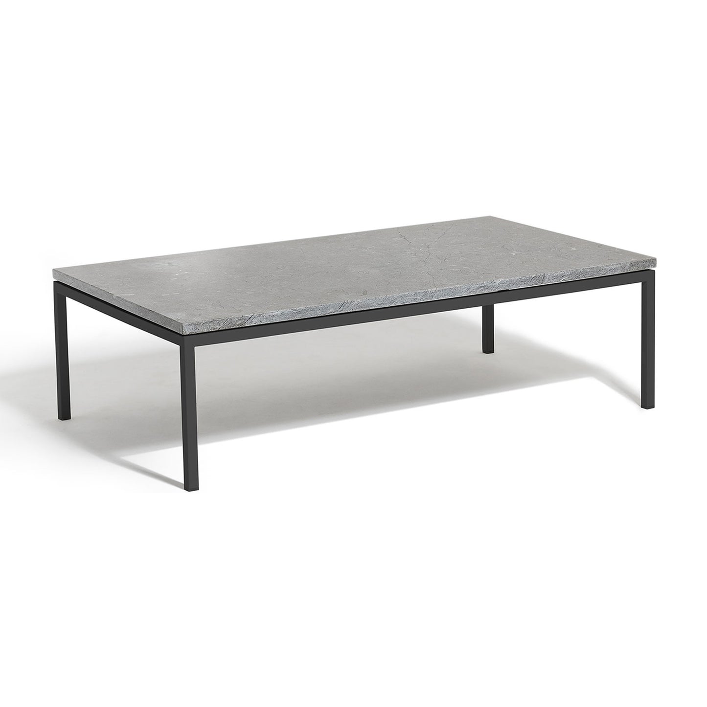 Bonan Rectangular Lounge Table - Limestone, Dark Gray Frame