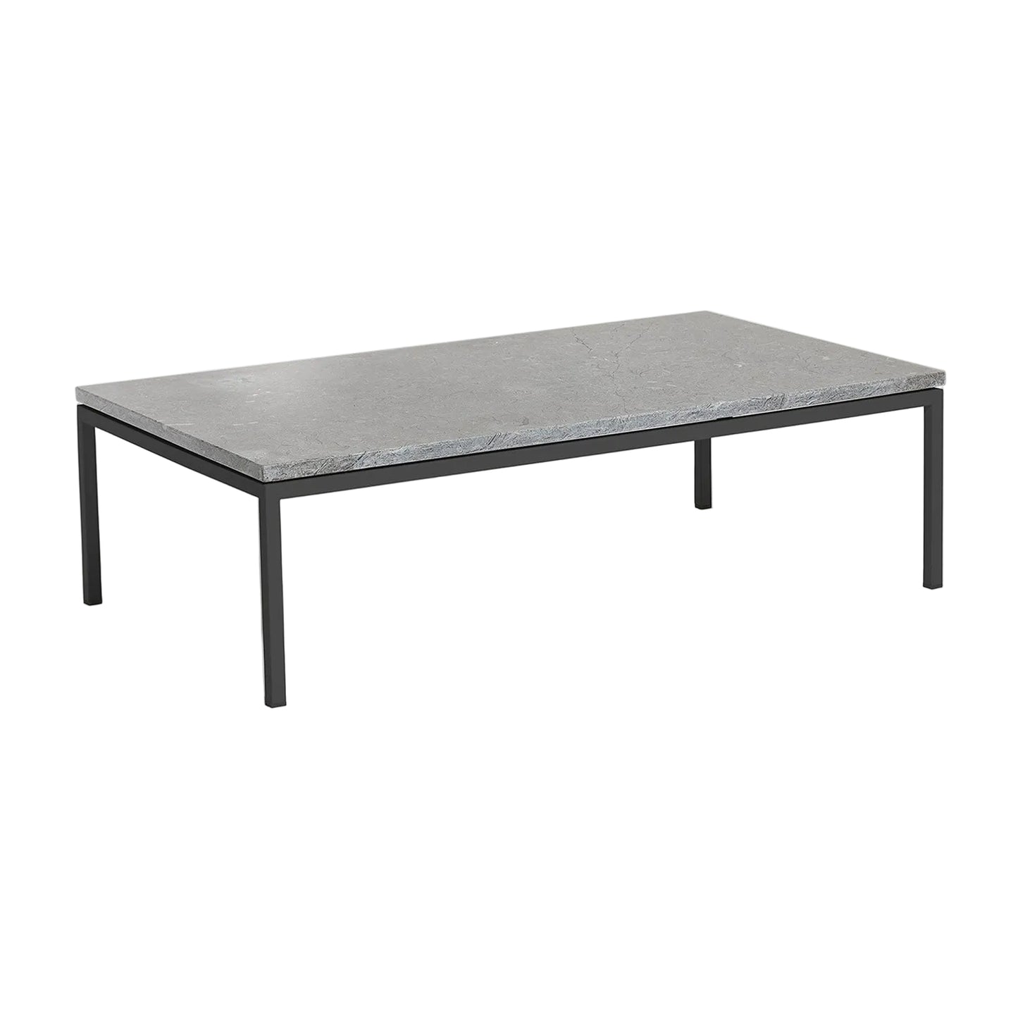 Bonan Rectangular Lounge Table - Limestone, Dark Gray Frame