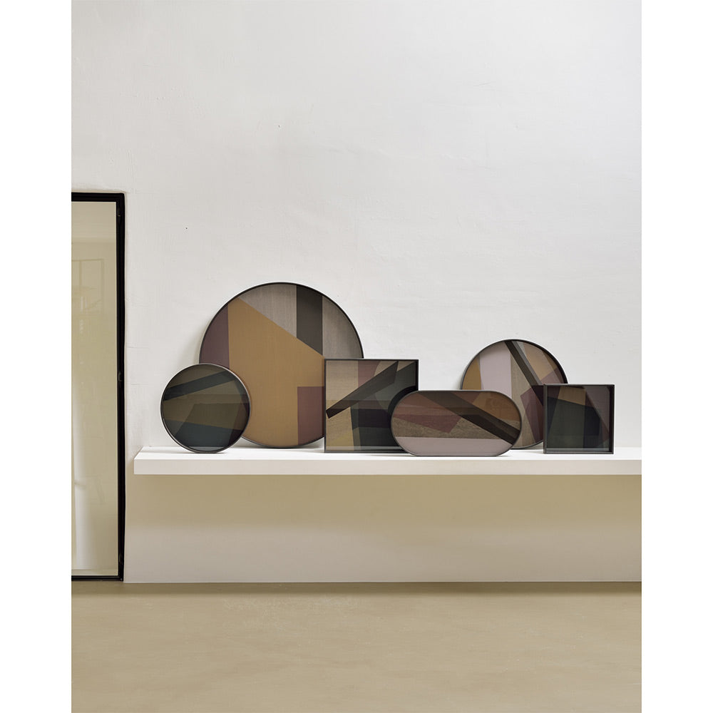 Bronze Angle Glass Tray - Round, Extra Large