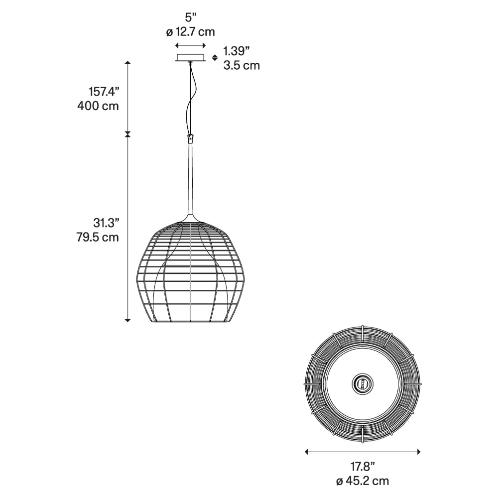 Cage Large Pendant - White, White