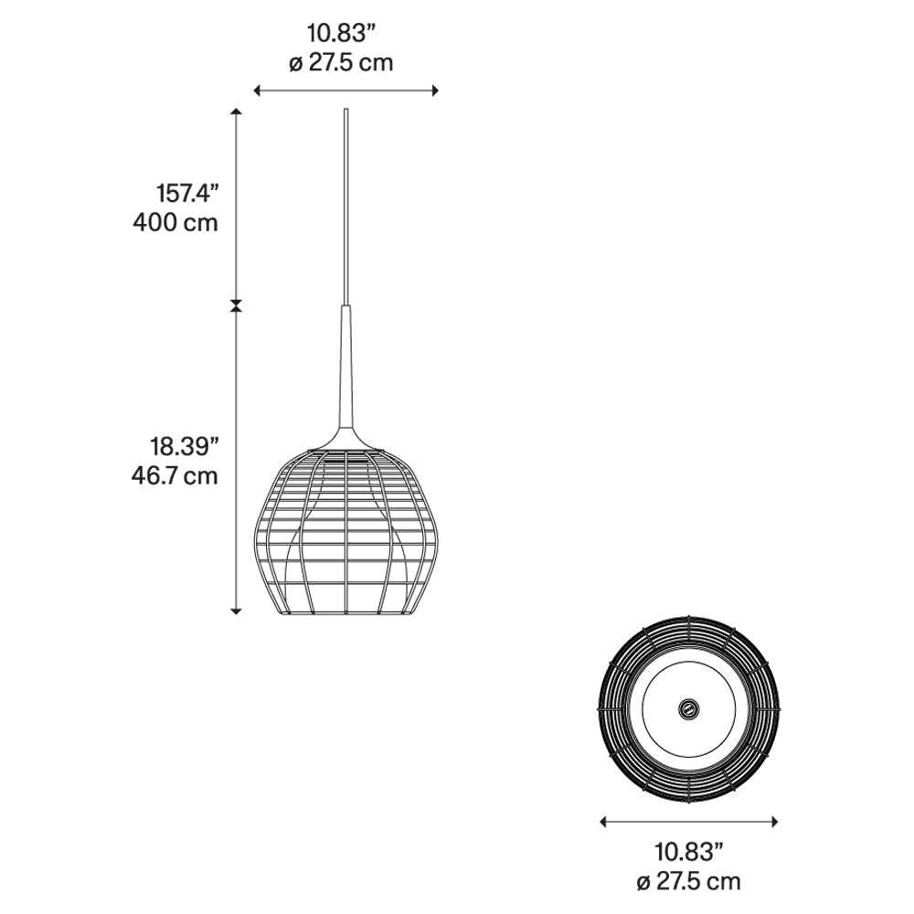 Cage Small Pendant - Black, Bronze