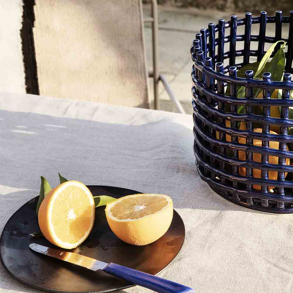 Large Ceramic Basket - Blue