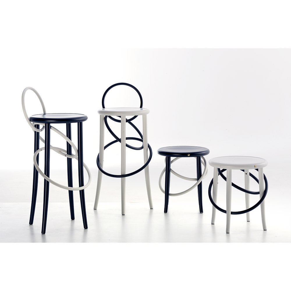 Cirque Two Tone Low Stool - Black Lacquer Base, White Lacquer Ring