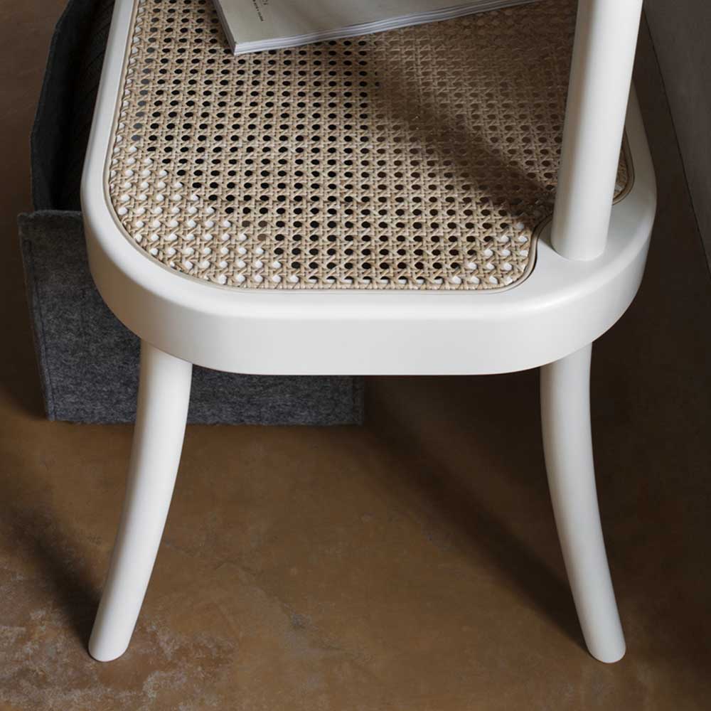 Coat Rack Bench - Cane, White