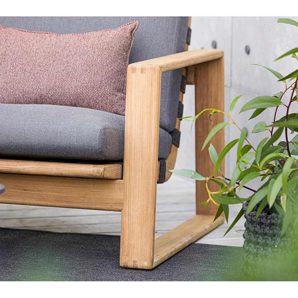 Endless Soft 2 Seater Sofa - Gray Cushions, Dark Gray Rope, Teak Frame