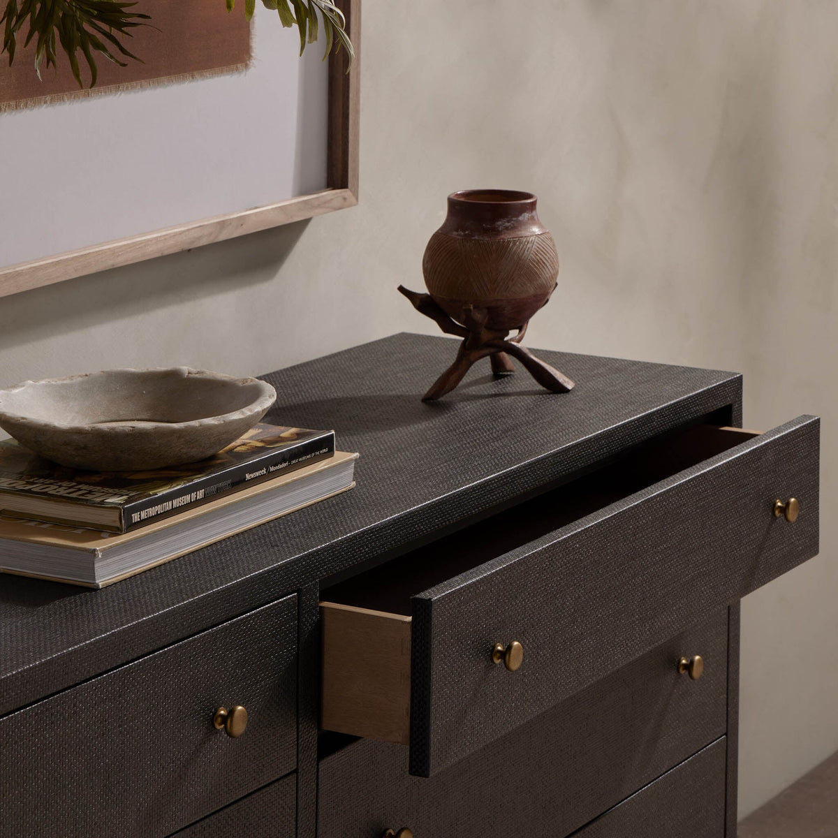 Fiona 6 Drawer Dresser - Black Raffia