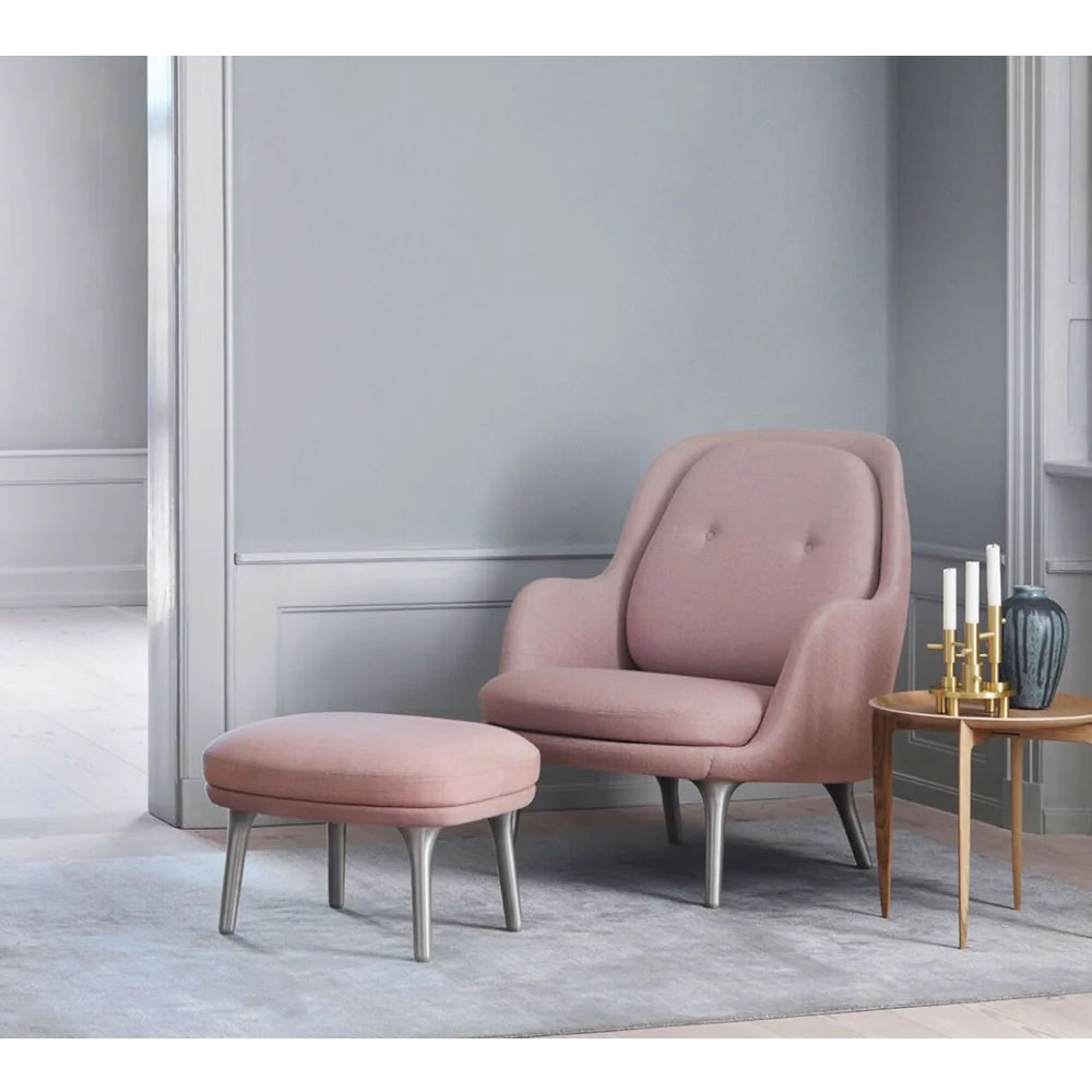 Fri Footstool - Burnt Yellow, Brushed Aluminum Legs