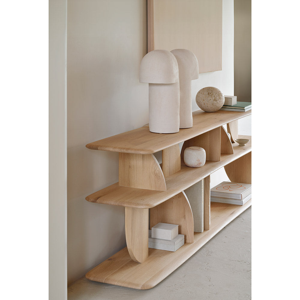 Geometric Rack Console Table Bookcase - Oak