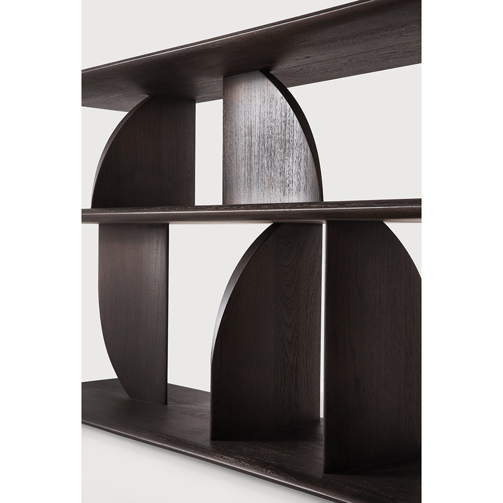 Geometric Rack Console Table Bookcase - Teak, Dark