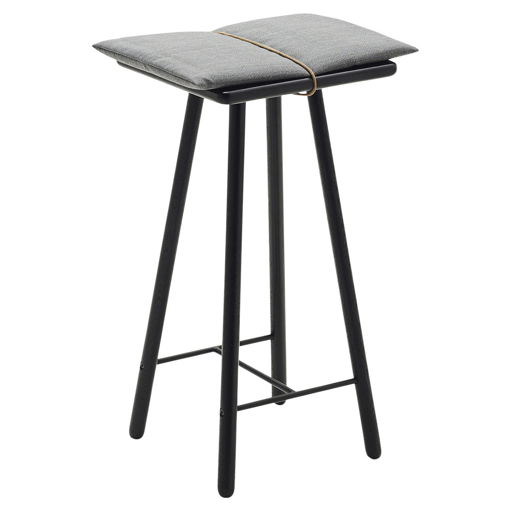Georg Bar Stool - Black Colored Oak, Light Gray