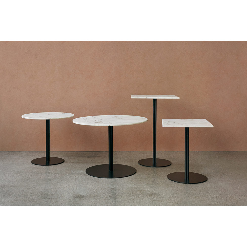 Harbour Column Rectangular Bar Counter Table - Estremoz Marble, Round Base