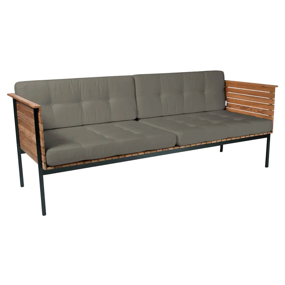 Haringe Outdoor Lounge Sofa - Nature Gray Cushions, Black Frame