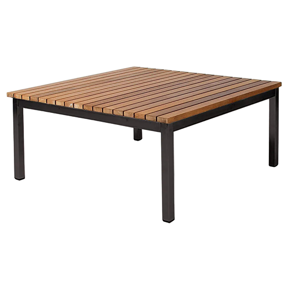 Haringe Square Lounge Table - Teak, Black Stainless Steel Frame