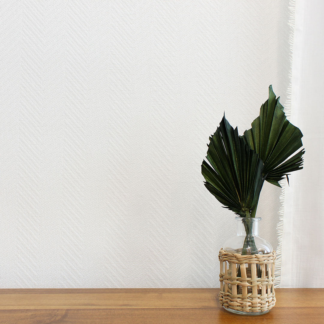 Herringbone Paperweave Wallpaper - White