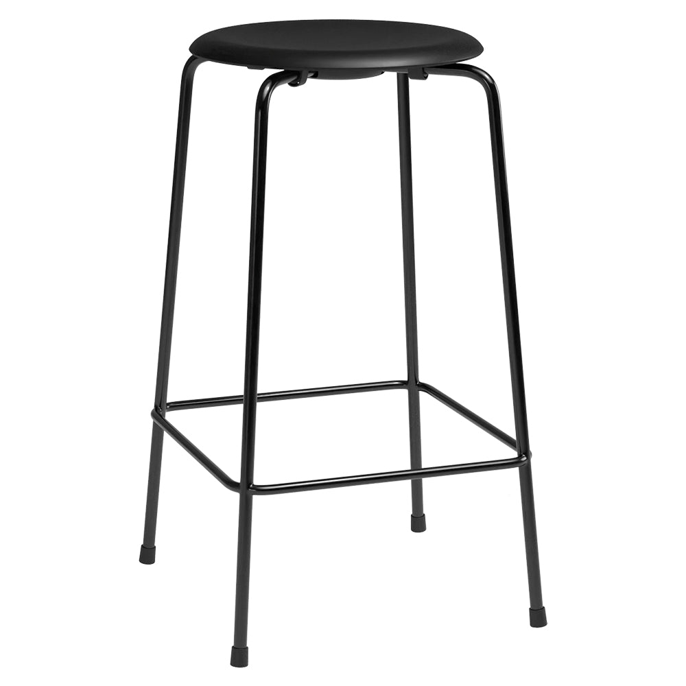 High Dot Stool 4 Legs - Black Leather, Black Base