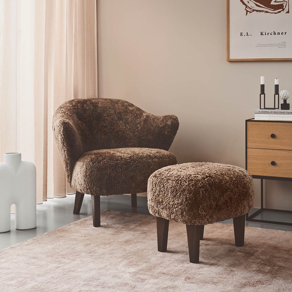 Ingeborg Footstool - Honey Sheepskin, Natural Oak