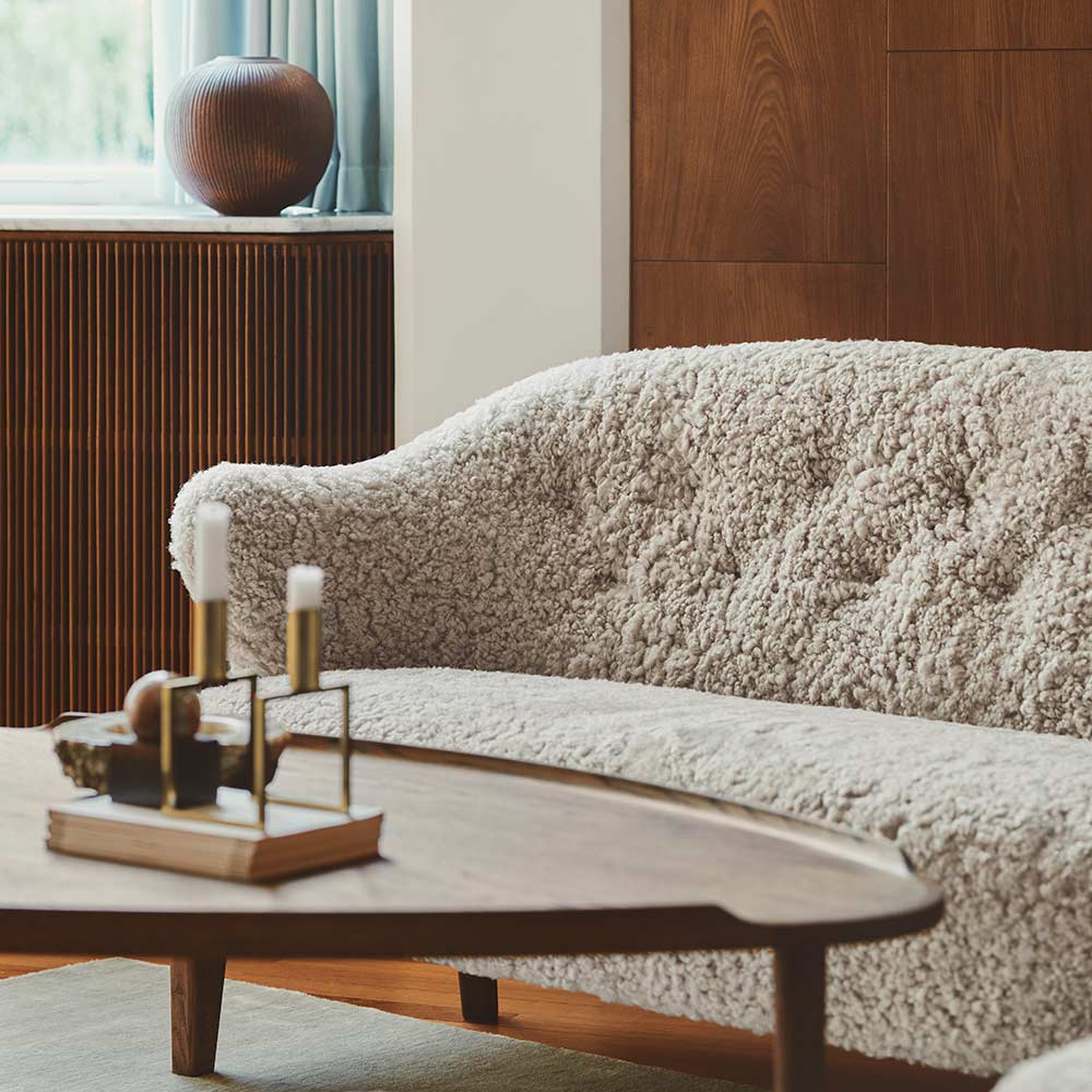 Ingeborg Sofa - Anthracite Sheepskin, Natural Oak