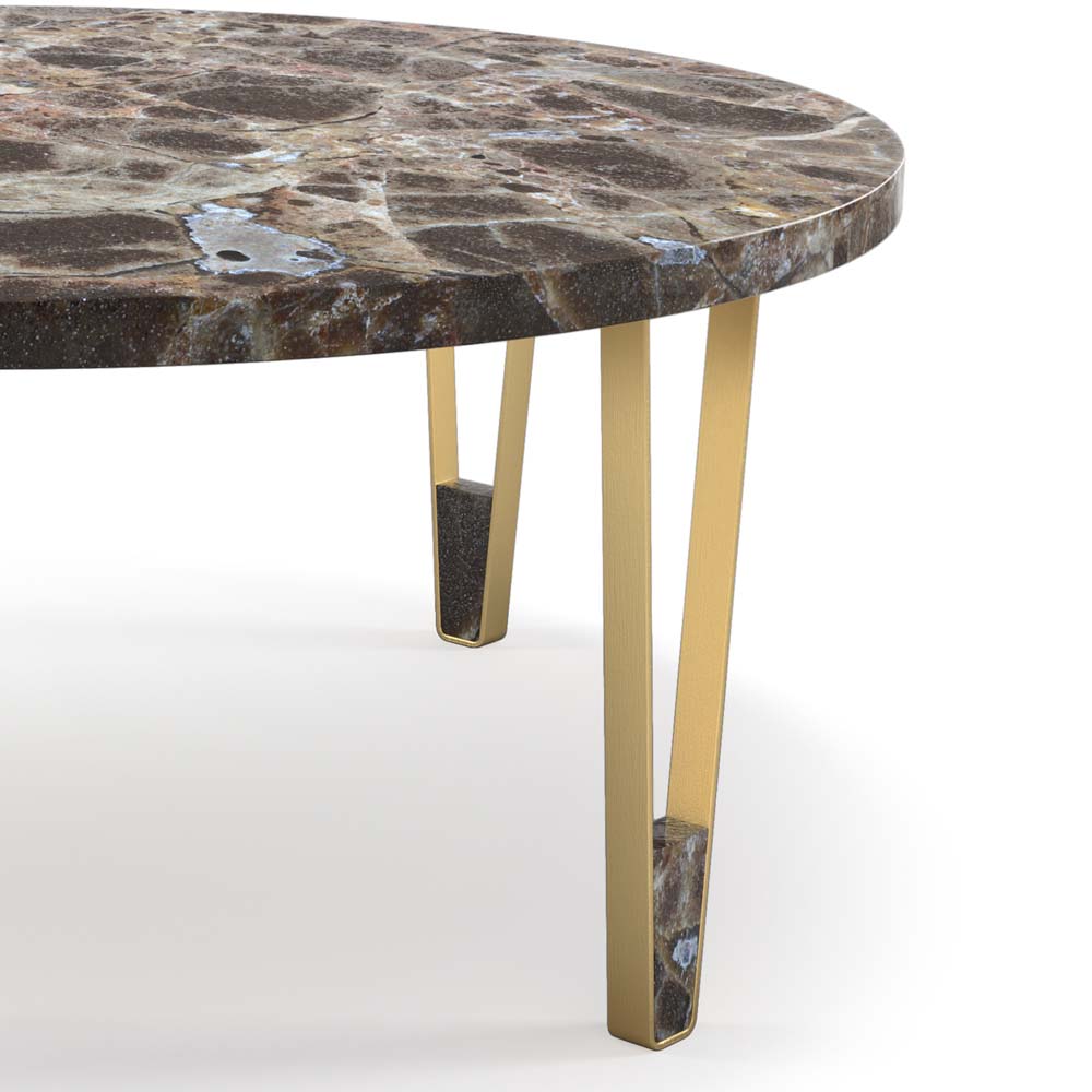 Ionic Round Coffee Table - Dark Emperador Marble