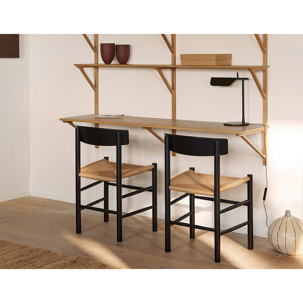J39 Dining Chair - Beech Black Lacquer, Natural Paper Cord Seat