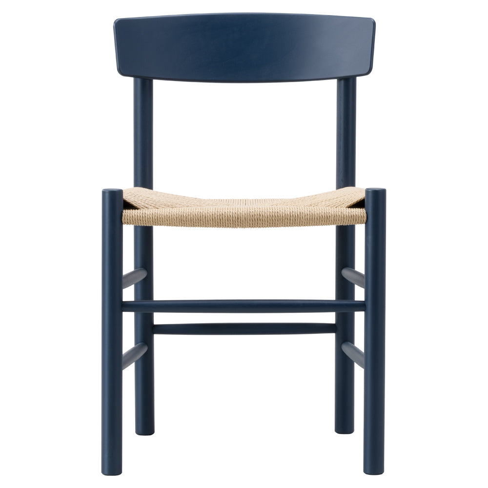 J39 Dining Chair - Beech Indigo Blue, Natural Paper Cord Seat