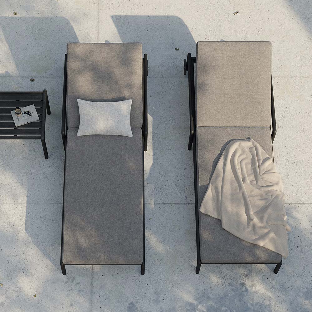Jack Outdoor Adjustable Lounger - Teak, Burgundy